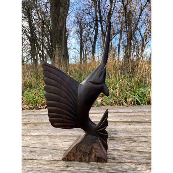 Vintage Midcentury Carved Ironwood Swordfish Statue 15.5" - Picture 5 of 14